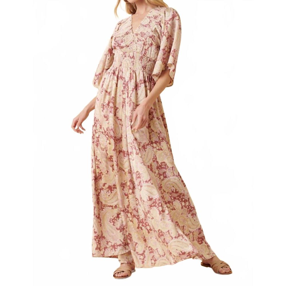 NEW MITTOSHOP belah paisley print maxi dress in mauve